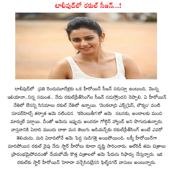 rakul preeth singh,rakul preet singh hawa in tollywood,rakul preeth singh heroine,young heroes wants rakul preeth singh,rakul preeth singh movies,rough movie,loukyam success,current theega,rakul hawa in tollywood  rakul preeth singh, rakul preet singh hawa in tollywood, rakul preeth singh heroine, young heroes wants rakul preeth singh, rakul preeth singh movies, rough movie, loukyam success, current theega, rakul hawa in tollywood